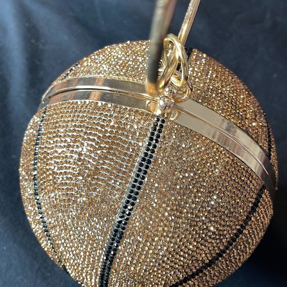 Gold Rhinestone Basketball Purse - Picture 2 of 3